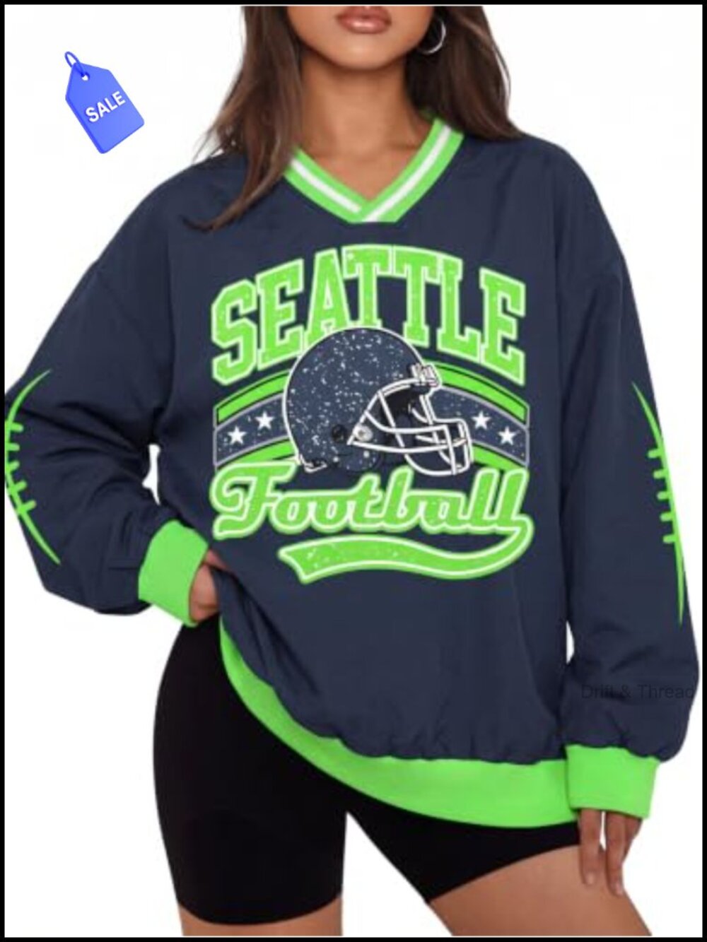 Oversized Football Sweatshirt Women Game Day Rugby Graphic Pullover Long Sleeve